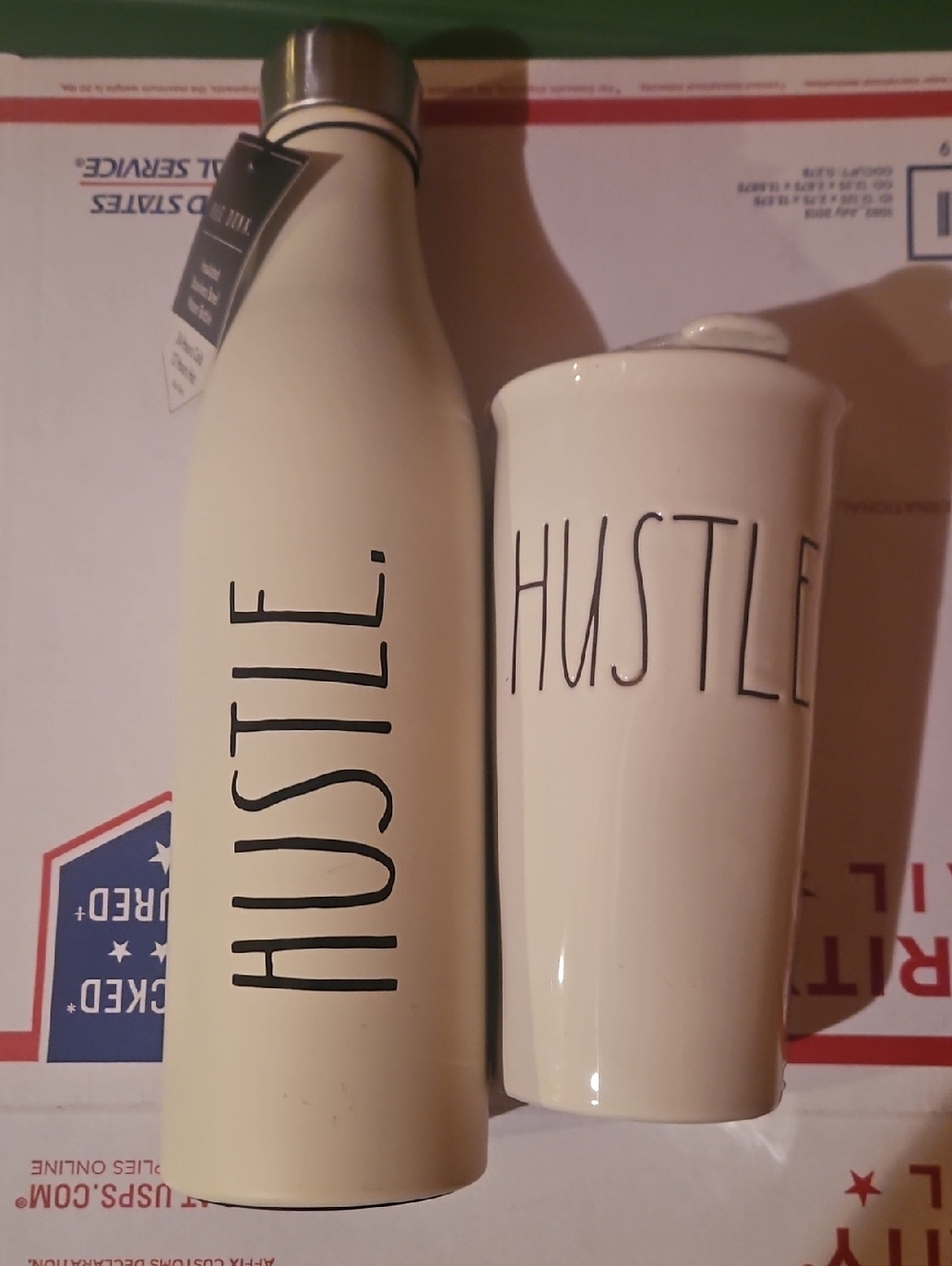 Rae Dunn HUSTLE Insulated Bottle & Travel Mug Set